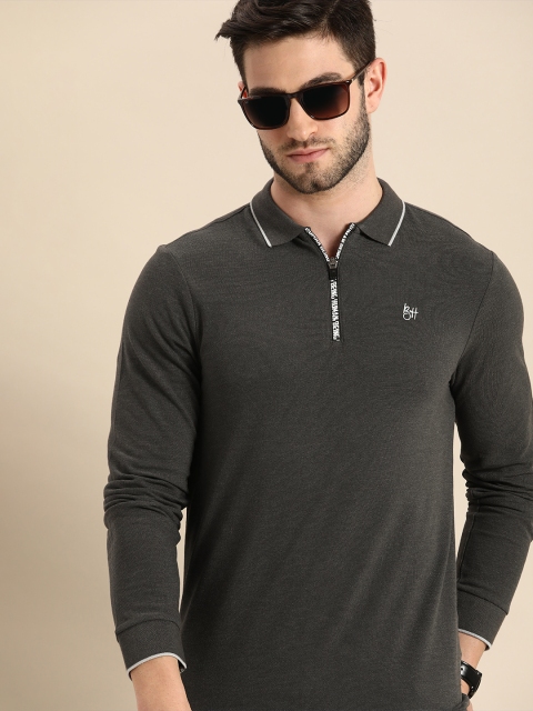 

Being Human Men Charcoal Grey Polo Collar T-shirt