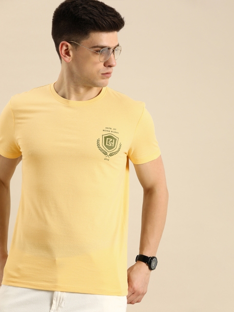 

Being Human Men Yellow Solid Round Neck Pure Cotton T-shirt
