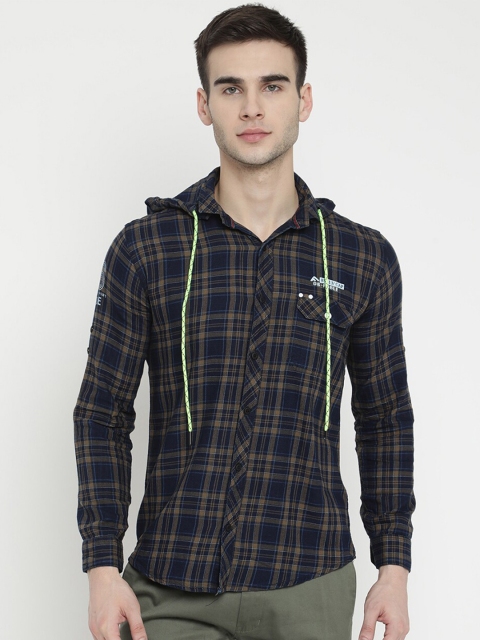 

V2 Value & Variety Men Mustard Tartan Checks Opaque Checked Casual Shirt