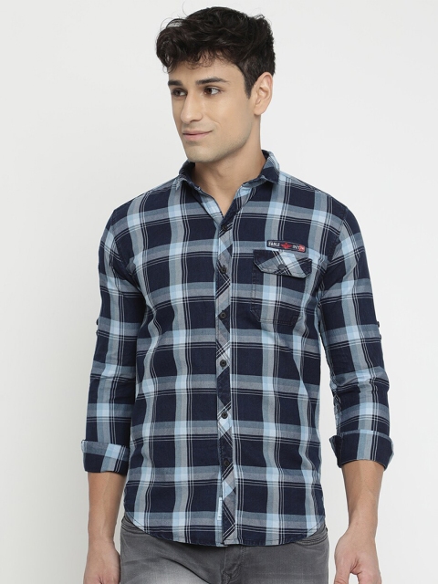 

V2 Value & Variety Men Blue Tartan Checks Opaque Checked Casual Shirt
