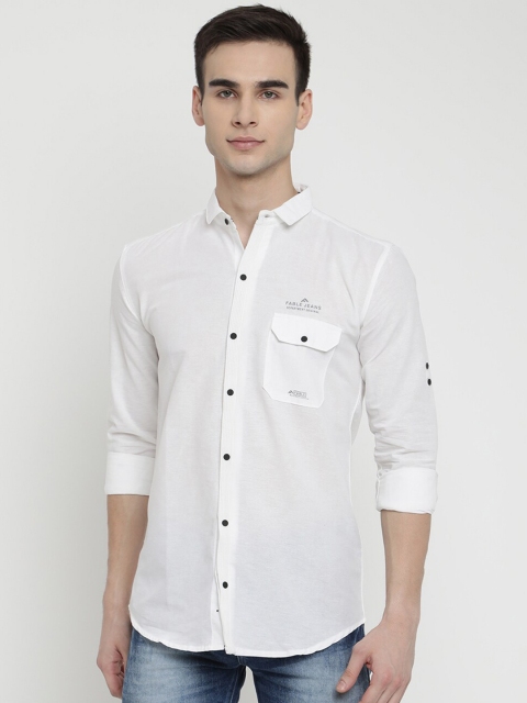 

V2 Value & Variety Men White Opaque Linen Casual Shirt