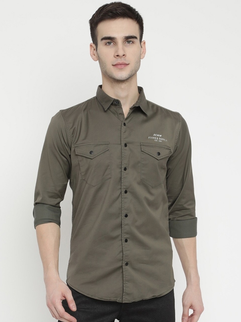 

V2 Value & Variety Men Olive Green Opaque Casual Shirt