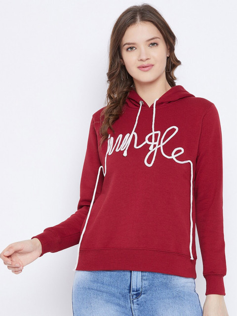 

FirstKrush Women Maroon Printed Hooded Sweatshirt