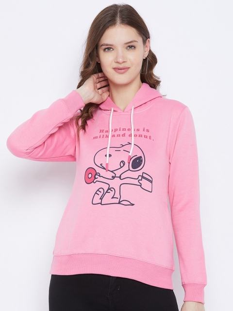 

FirstKrush Women Pink Printed Hooded Sweatshirt