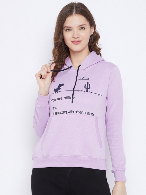 

FirstKrush Women Purple Printed Hooded Sweatshirt