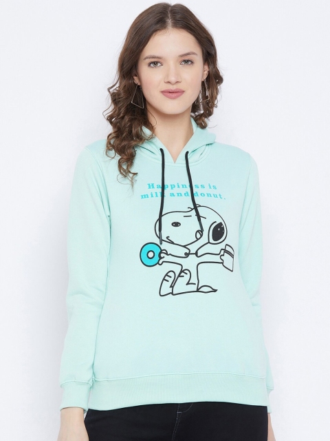 

FirstKrush Women Green Printed Hooded Sweatshirt