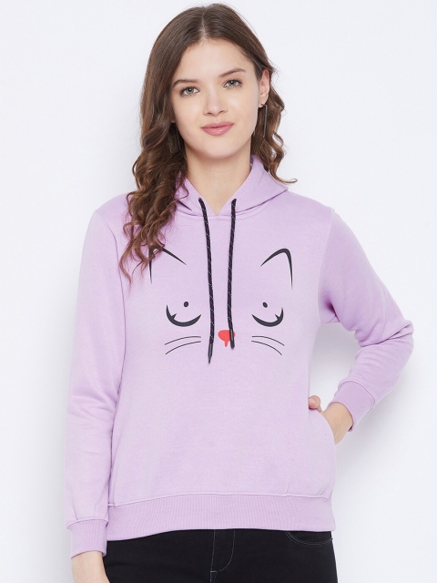 

FirstKrush Women Purple Printed Hooded Sweatshirt