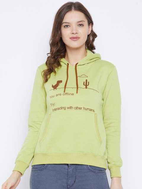 

FirstKrush Women Green & Brown Printed Hooded Sweatshirt