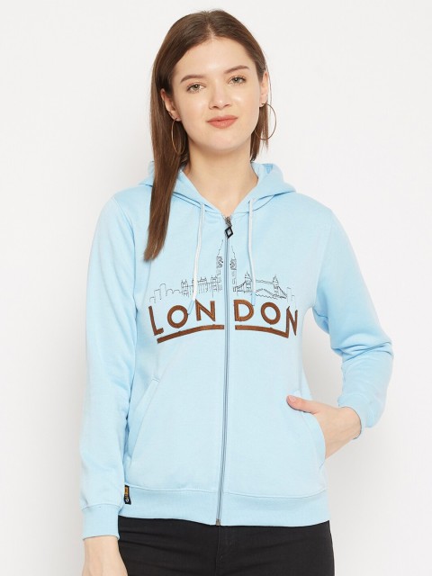 

FirstKrush Women Blue Hooded Sweatshirt