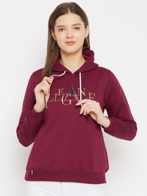 

FirstKrush Women Maroon Printed Hooded Sweatshirt