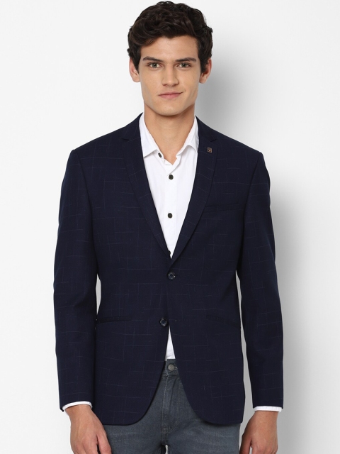 

Allen Solly Men Navy Blue Printed Slim Fit Single Breasted Blazer