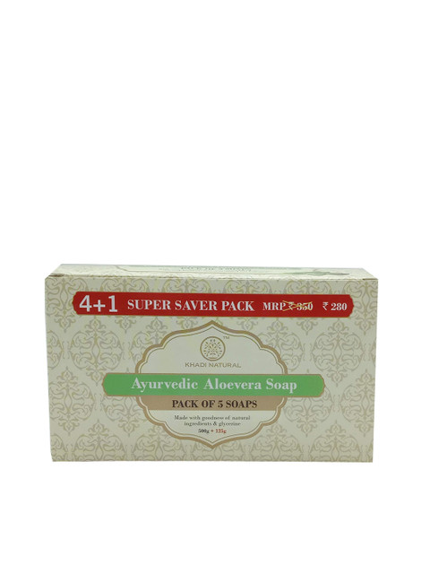 

Khadi Natural Aloe Vera Soap Super Saver Pack 4+1- 625 gm, Beige