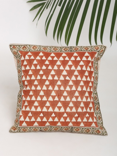 

Fabindia Rust & White Geometric Square Cushion Covers