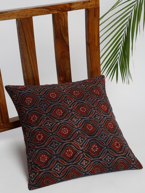 

Fabindia Navy Blue Ethnic Motifs Square Cushion Covers