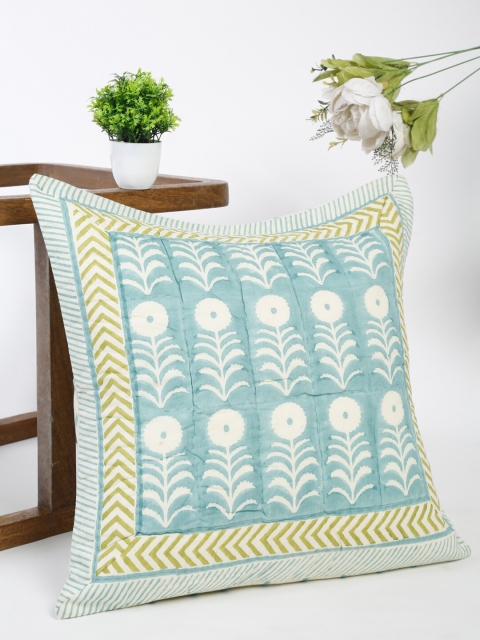 

Fabindia Teal & Off White Ethnic Motifs Square Cushion Covers