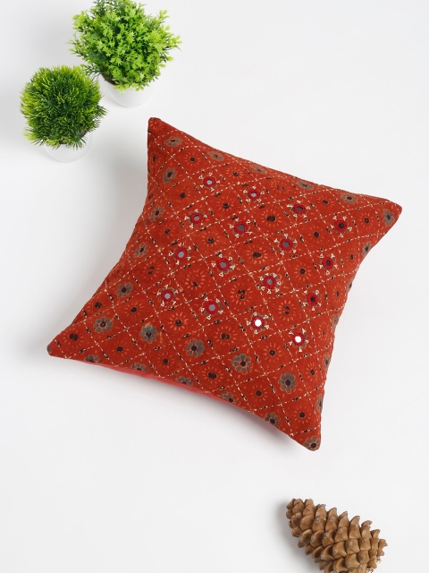 

Fabindia Red Embroidered Square Cushion Covers