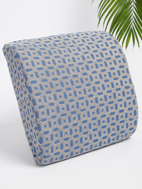 

Fabindia Blue & Silver-Toned Geometric Square Cushion Covers