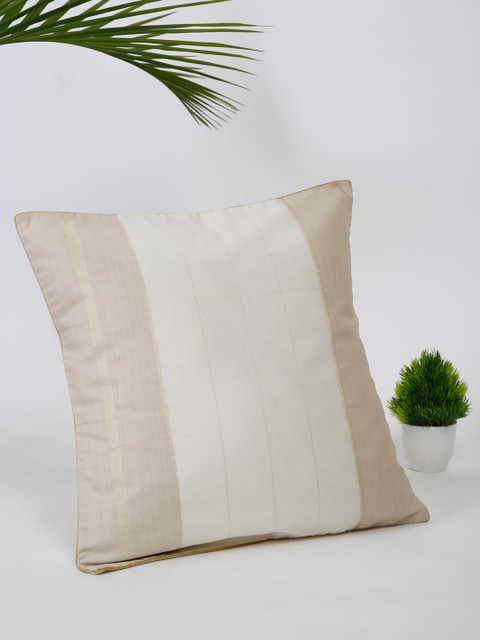 

Fabindia Beige & Gold-Toned Striped Square Cushion Covers