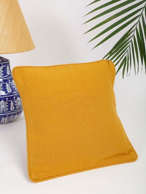 

Fabindia Yellow Square Cotton Cushion Cover