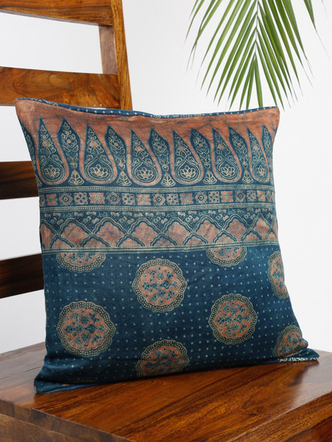 

Fabindia Navy Blue & Brown Ethnic Motifs Square Cushion Covers