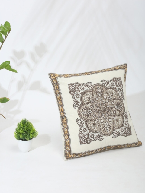 

Fabindia White & Taupe Ethnic Motifs Square Cushion Covers