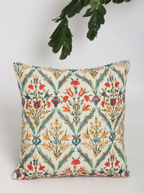 

Fabindia Beige & Green Floral Square Cushion Covers