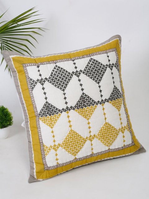 

Fabindia White & Grey Ethnic Motifs Square Cushion Covers