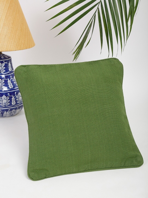 

Fabindia Green Square Cotton Cushion Cover