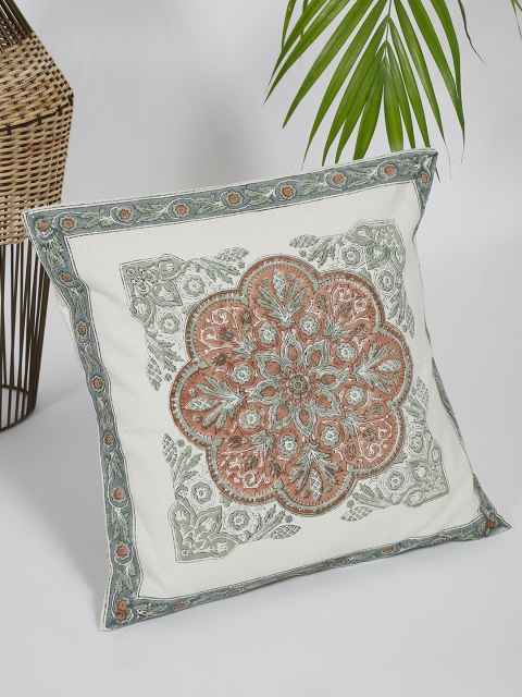 

Fabindia Pink & Green Ethnic Motifs Printed Cotton Square Cushion Covers