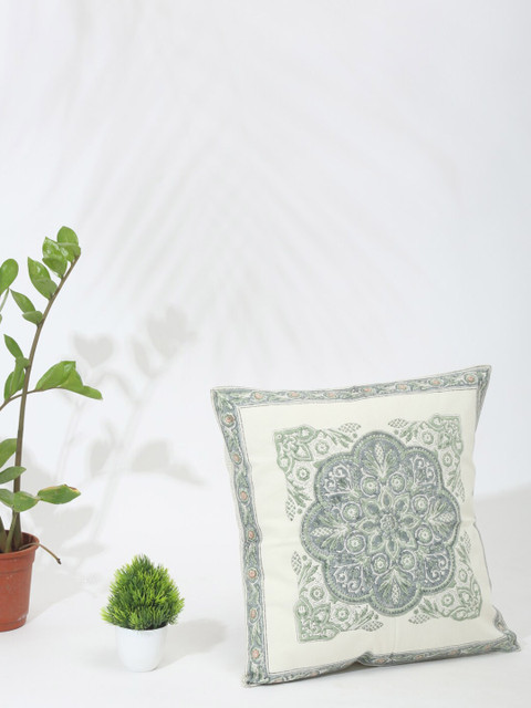 

Fabindia Grey & Off White Ethnic Motifs Square Cushion Covers