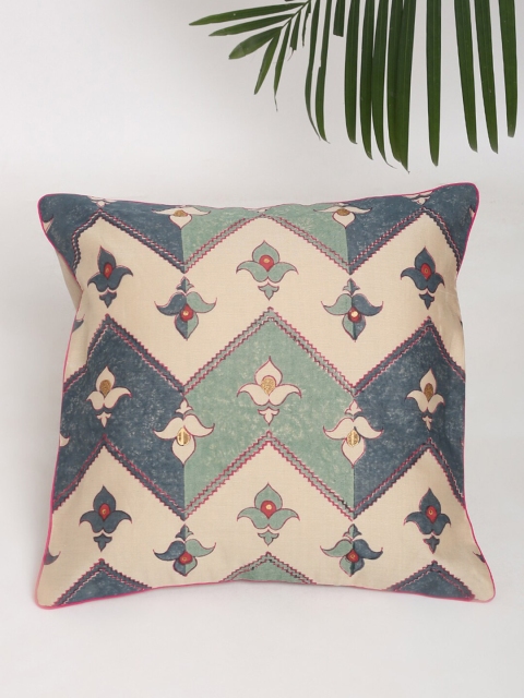 

Fabindia Blue & Beige Ethnic Motifs Square Cushion Covers