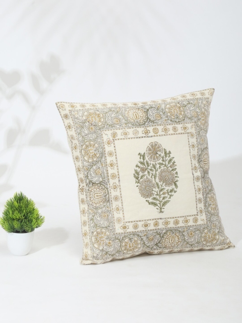 

Fabindia Grey & Yellow Ethnic Motifs Square Cotton Cushion Covers