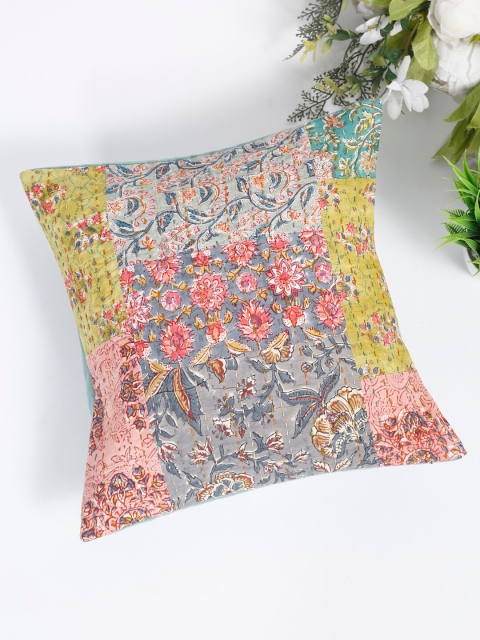 

Fabindia Pink & Grey Floral Square Cushion Covers