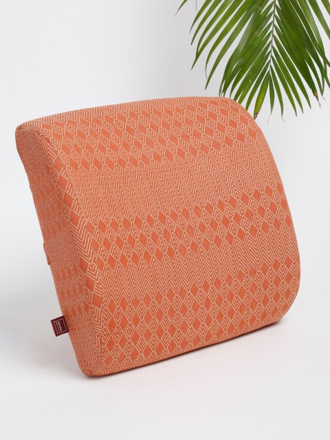 

Fabindia Rust & White Geometric Square Cotton Cushion Cover