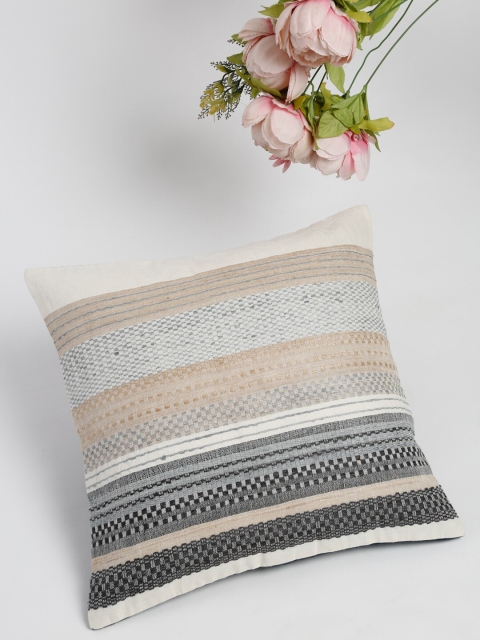 

Fabindia Beige & Black Striped Square Cushion Covers
