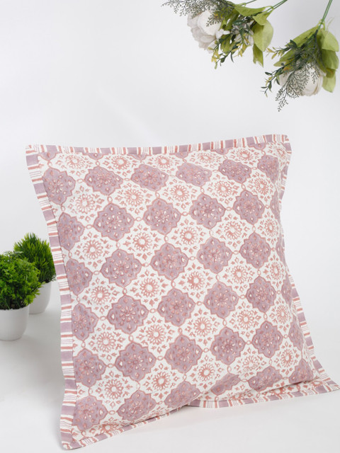 

Fabindia Peach-Coloured & Off White Floral Printed Cotton Square Cushion Covers