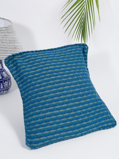 

Fabindia Navy Blue Striped Square Cushion Covers