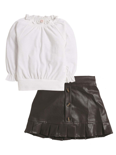 

Hopscotch Girls White & Black Top with Skirt