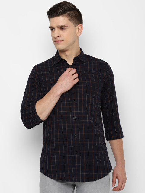 

Allen Solly Men Navy Blue Slim Fit Opaque Checked Casual Shirt