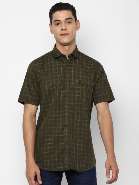 

Allen Solly Men Olive Green Slim Fit Checked Casual Shirt