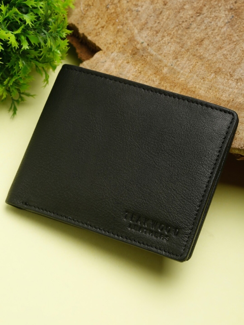

Teakwood Leathers Men Black Leather Two Fold Wallet