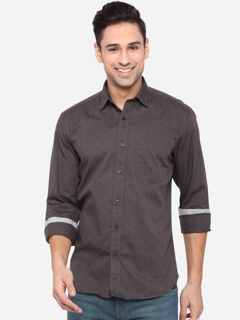 

JADE BLUE Men Grey Slim Fit Printed Casual Shirt