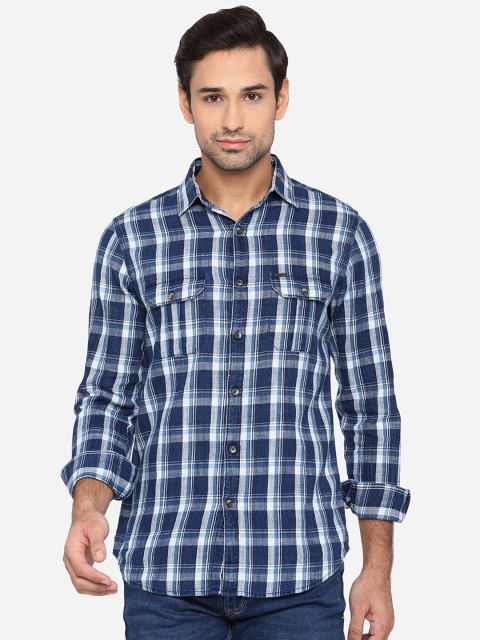 

JADE BLUE Men Blue Slim Fit Checked Casual Shirt