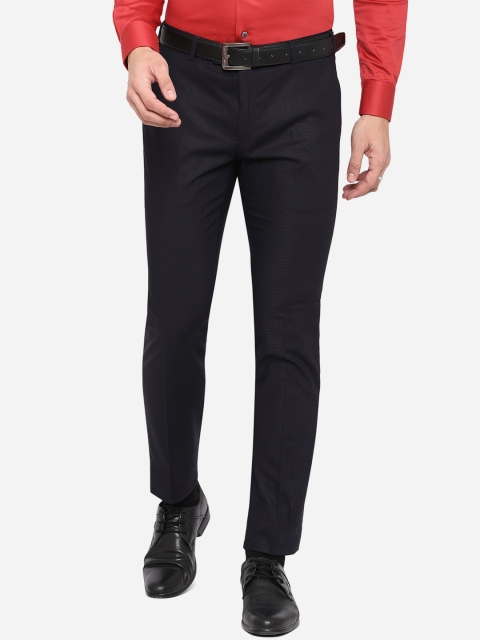 

JADE BLUE Men Navy Blue Slim Fit Wrinkle Free Formal Trousers