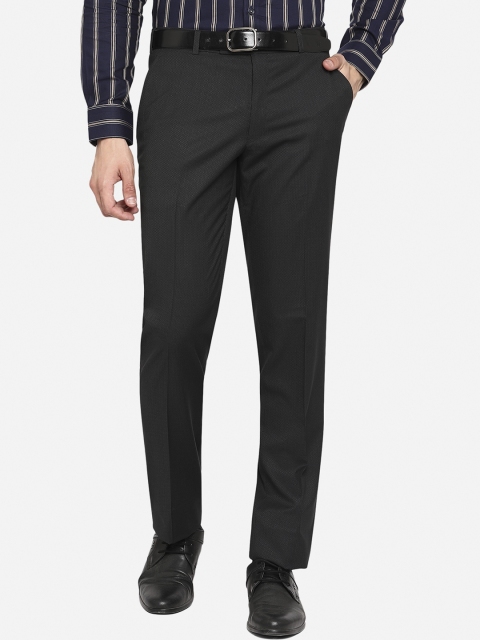 

JADE BLUE Men Grey Solid Wrinkle Free Formal Trousers