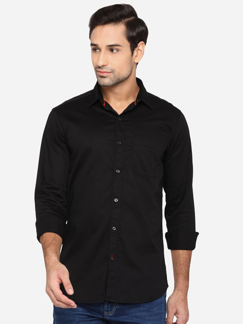 

JADE BLUE Men Black Slim Fit Opaque Casual Shirt