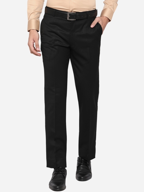 

JADE BLUE Men Black Wrinkle Free Formal Trousers