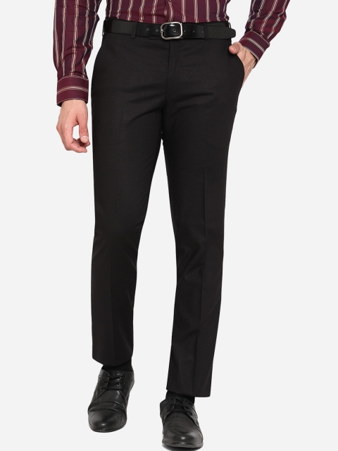 

JADE BLUE Men Black Slim Fit Wrinkle Free Formal Trousers