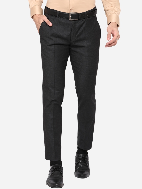 

JADE BLUE Men Grey Slim Fit Wrinkle Free Formal Trousers