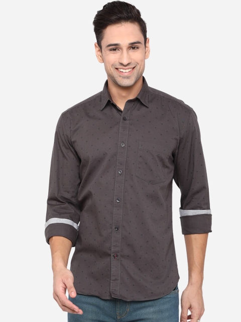 

JADE BLUE Men Grey Slim Fit Opaque Printed Casual Shirt